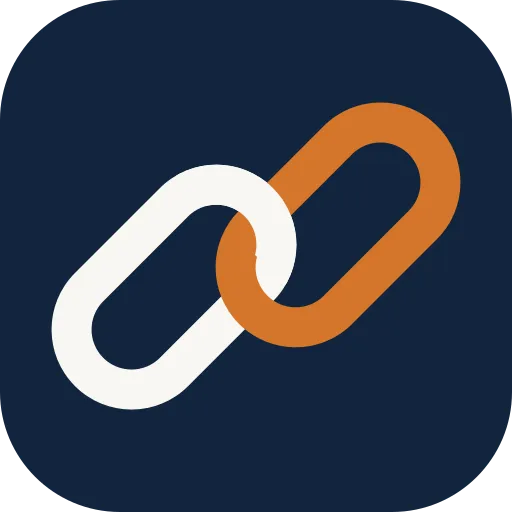 The Sollink app icon, two interlocked chain links in orange and warm white on navy